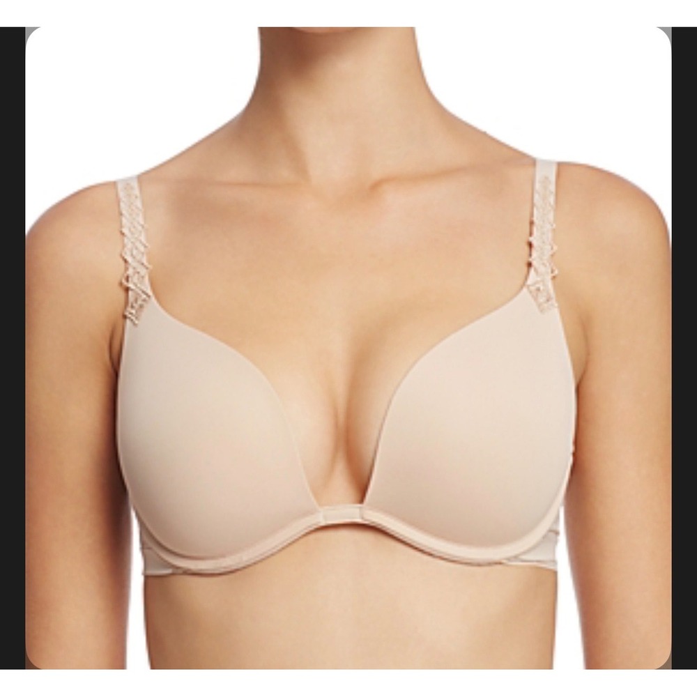 Simone Perele Muse Triangle Plunge Beige Bra, Size 34D